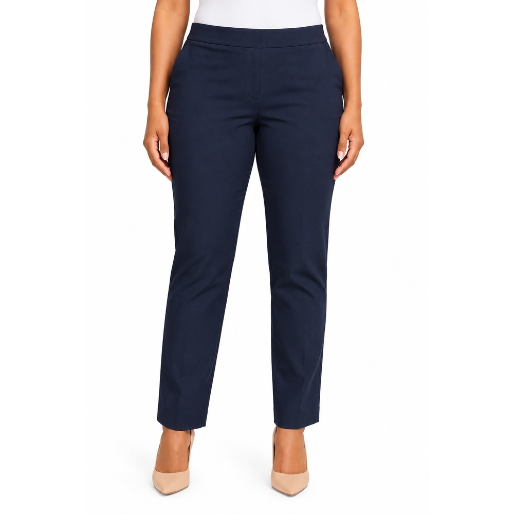 Calvin Klein Slim Fit Flat Front Pants Womens 16 Twilight Blue Straight Leg NWT